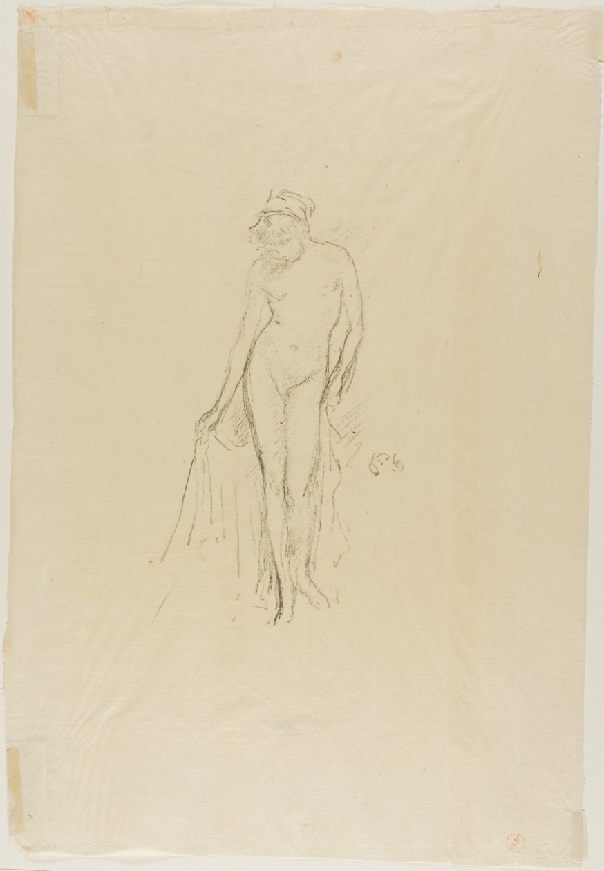 Naaktmodel, staand door James Abbott McNeill Whistler