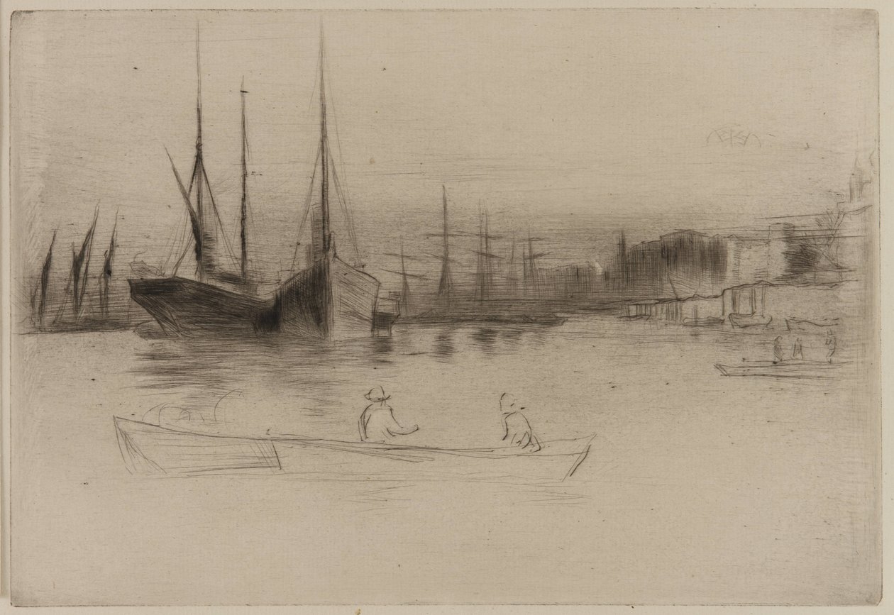Stoomschepen bij de Toren door James Abbott McNeill Whistler