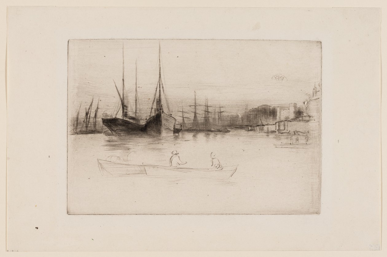 Stoomschepen bij de Toren door James Abbott McNeill Whistler