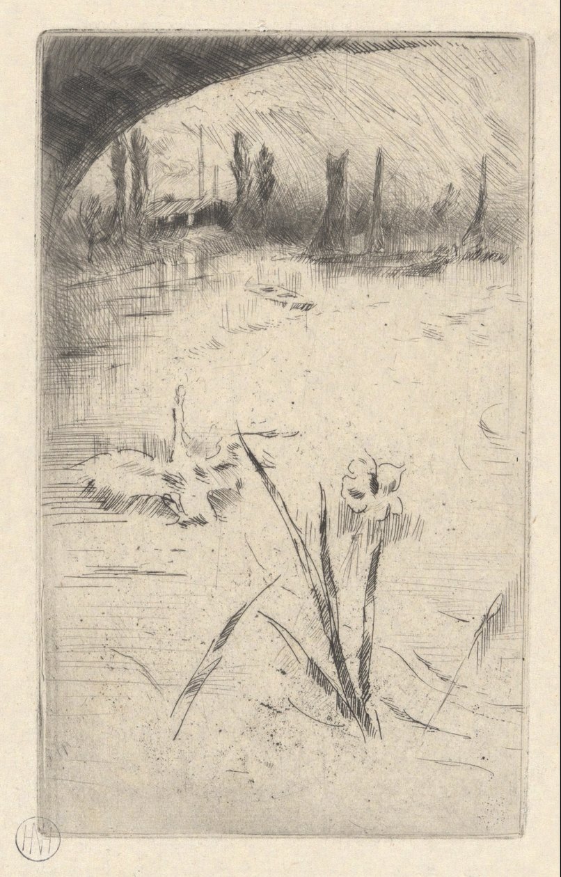 Zwaan en iris door James Abbott McNeill Whistler