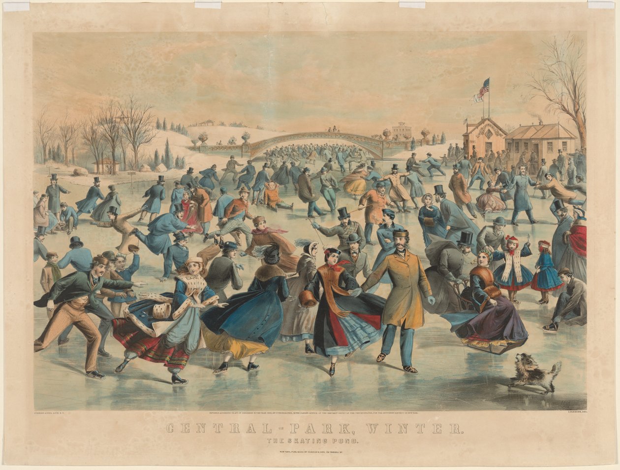 Central Park, Winter: De Schaatsvijver door James Merritt Ives