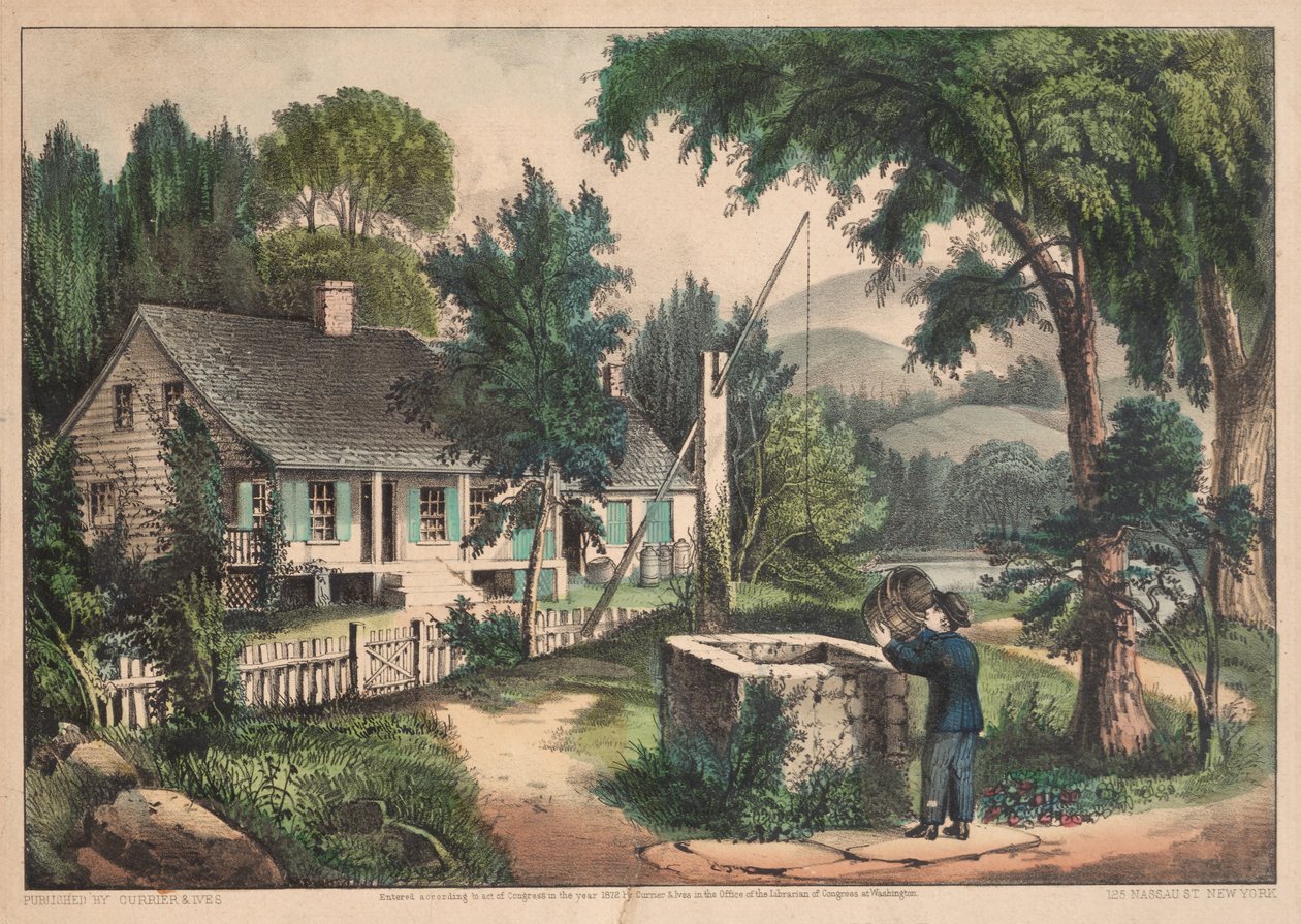 De oude eiken emmer door James Merritt Ives