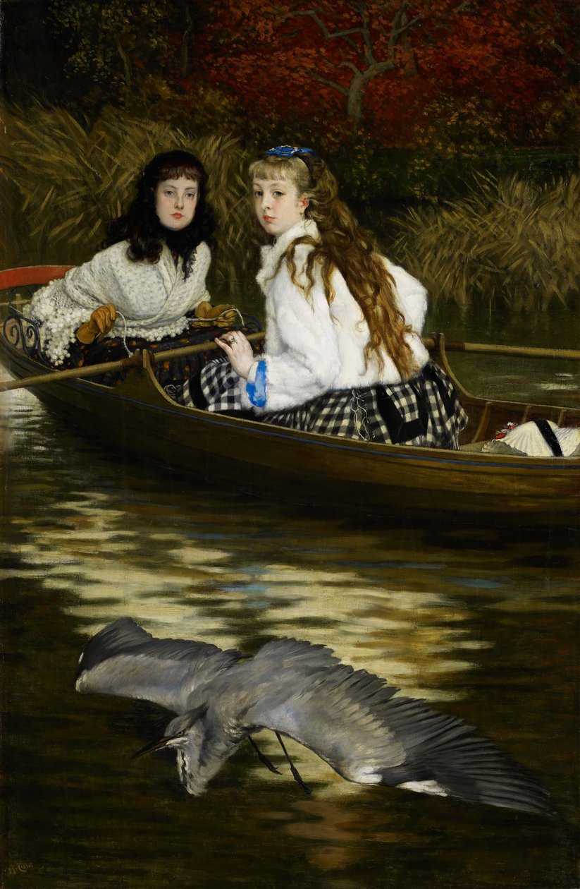 Op de Theems, een reiger door James Tissot