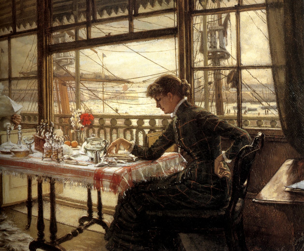 Kamer met uitzicht op de haven door James Tissot
