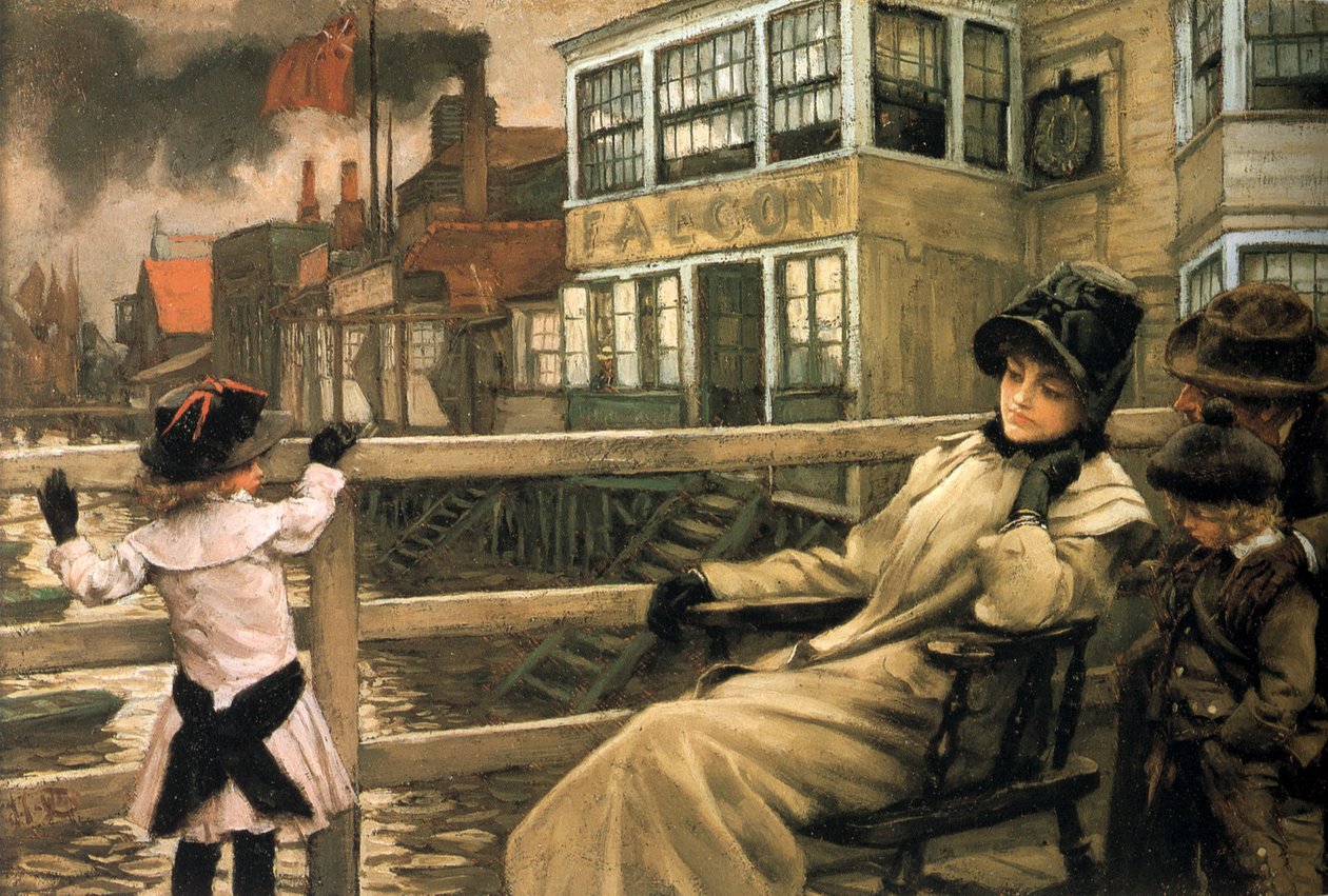 Wachten op de veerboot I door James Tissot