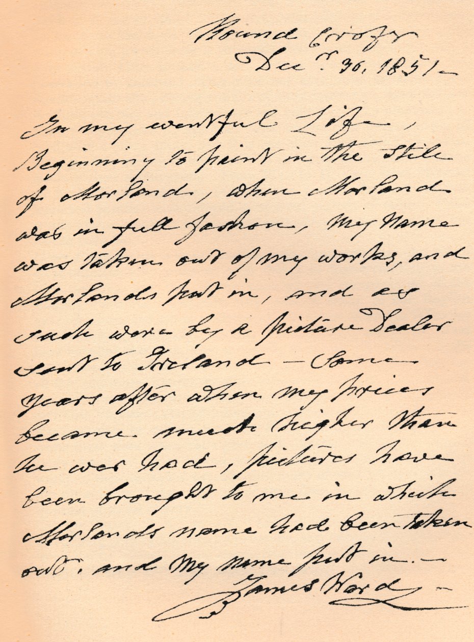 Een brief van James Ward, 1851 1904 door James Ward