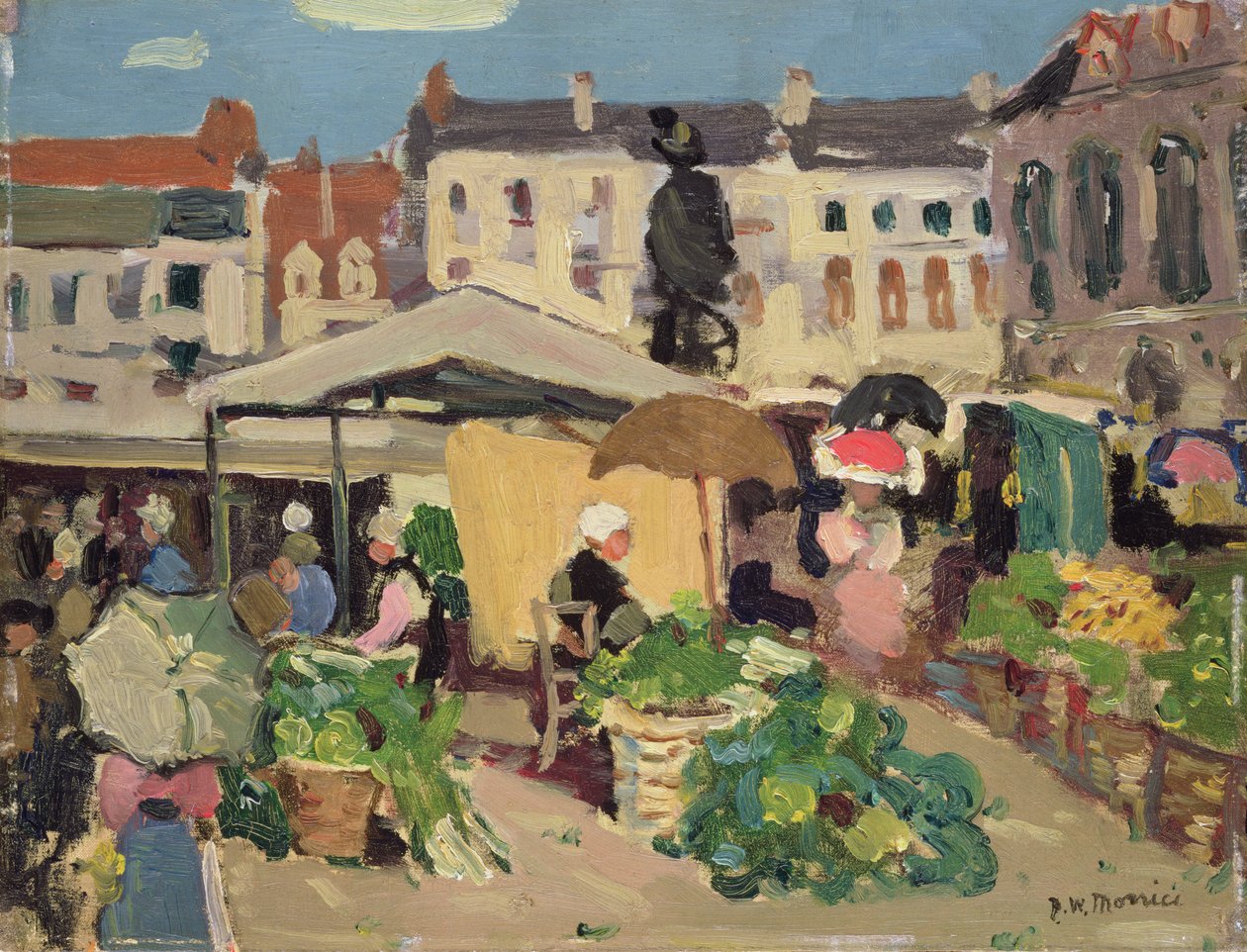 Marktscène door James Wilson Morrice