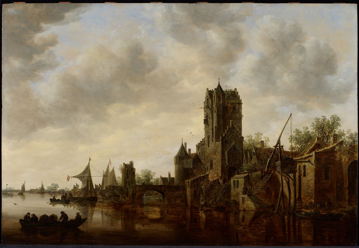 Rivierlandschap met de Pellecussenpoort bij Utrecht, 1648 door Jan Josephsz van Goyen