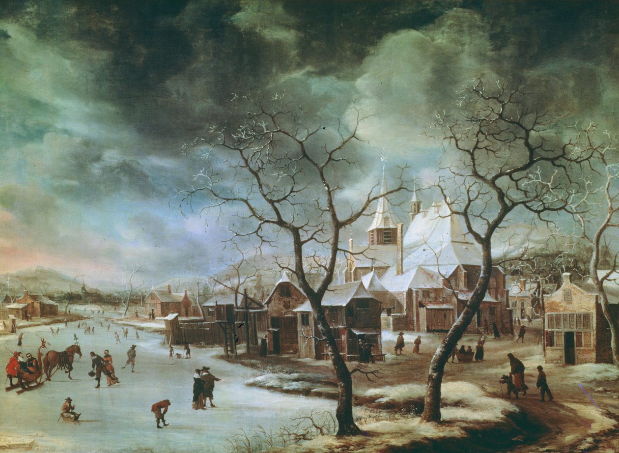 Winterscène door Jan Abrahamsz. Beerstraten