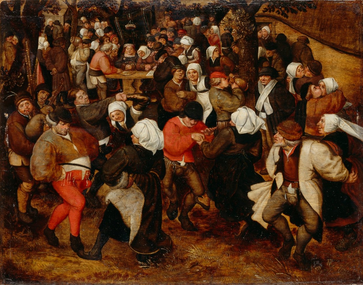 Boerenbruiloft in de openlucht door Jan the Elder Brueghel