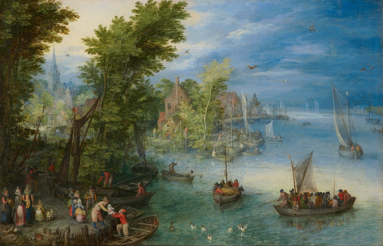 Rivierlandschap door Jan the Elder Brueghel