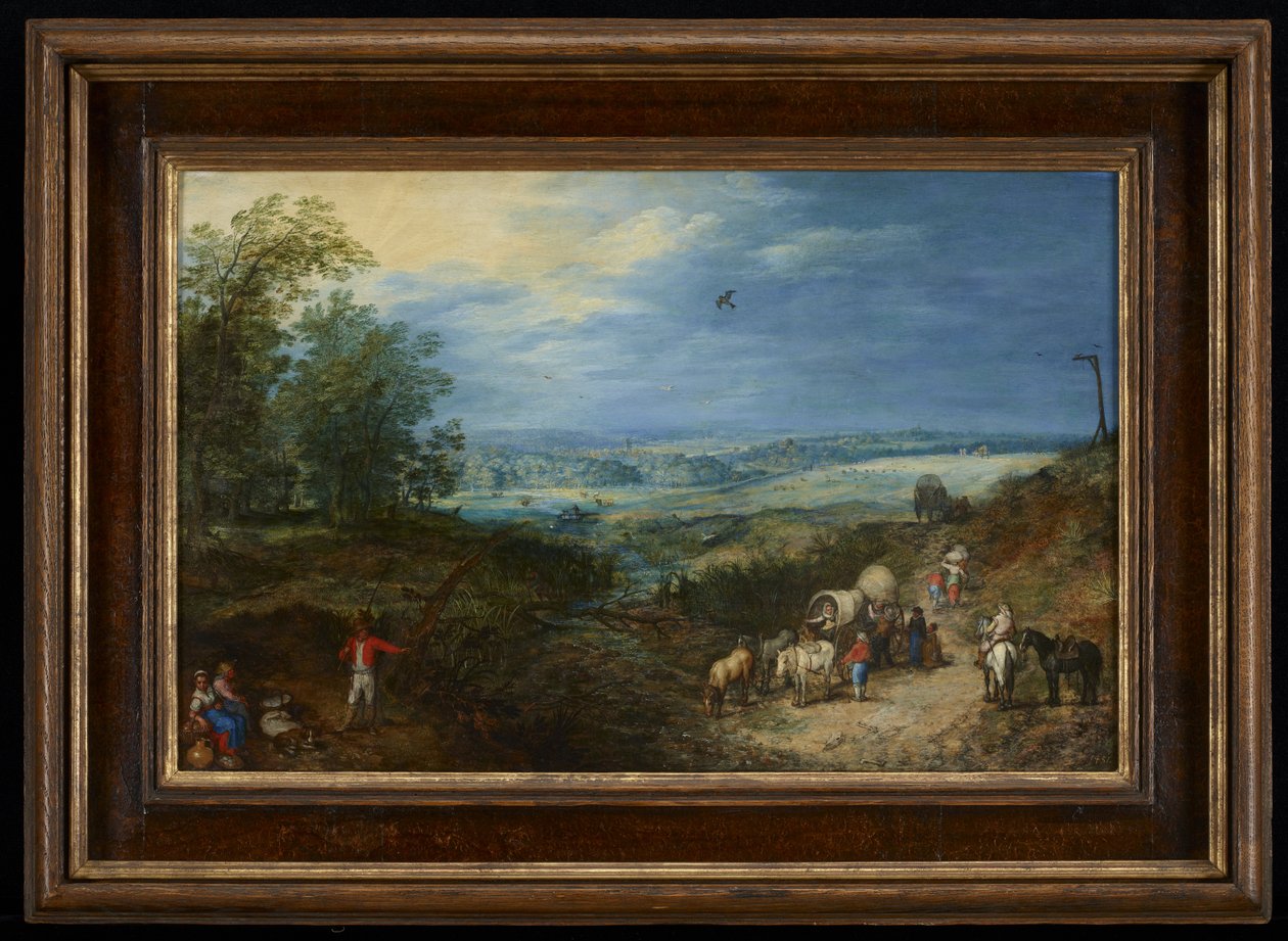 Landschap met boeren door Jan the Elder Brueghel