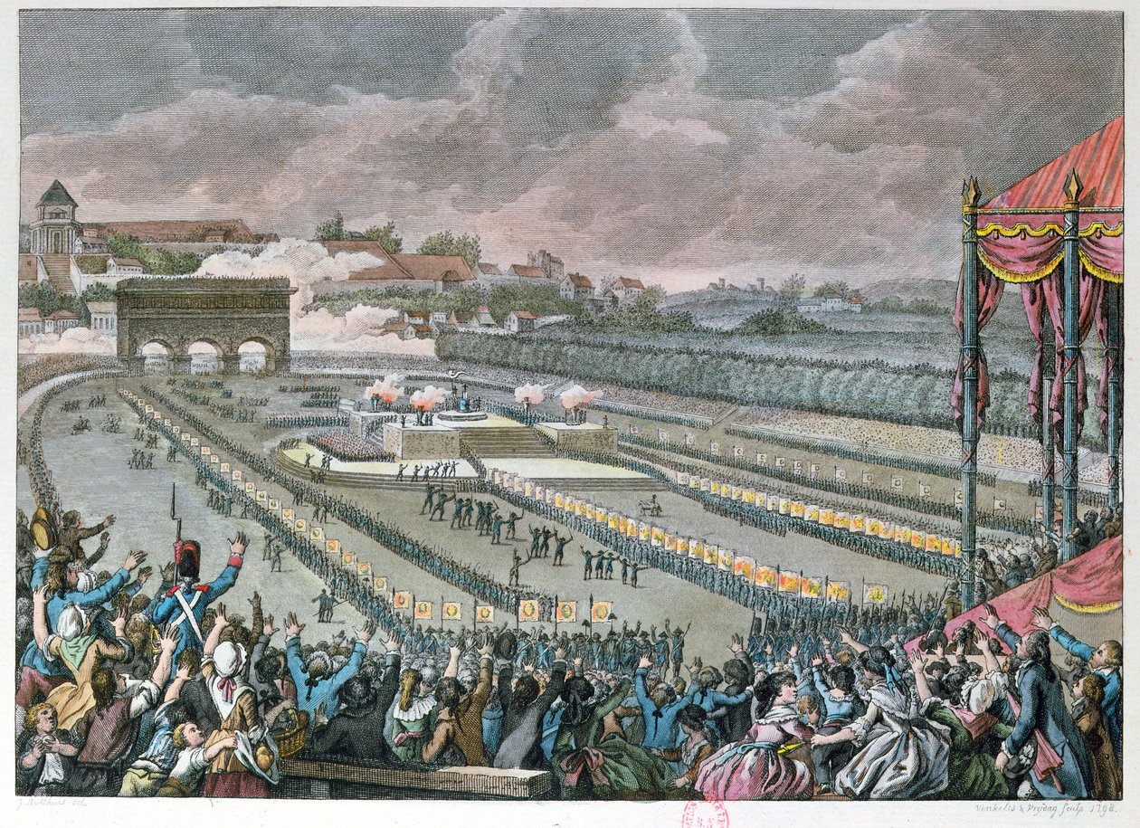 Festival van de Federatie, 14 juli 1790, op het Champ de Mars, 1798 door Jan Bulthuis
