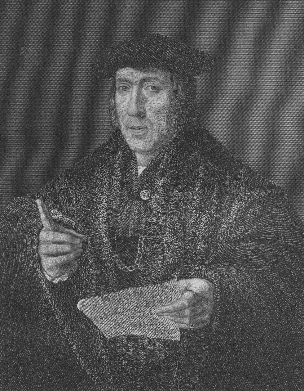 Portret van Sir John More (c.1451-1530), gegraveerd door W.T.Mote door Jan Cornelisz Vermeyen