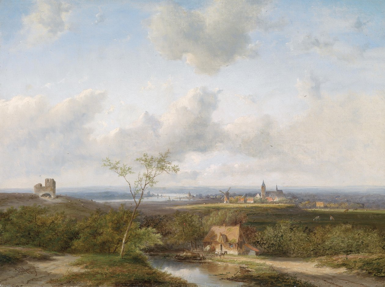 Uitgestrekt Nederlands landschap door Jan Evert Morel