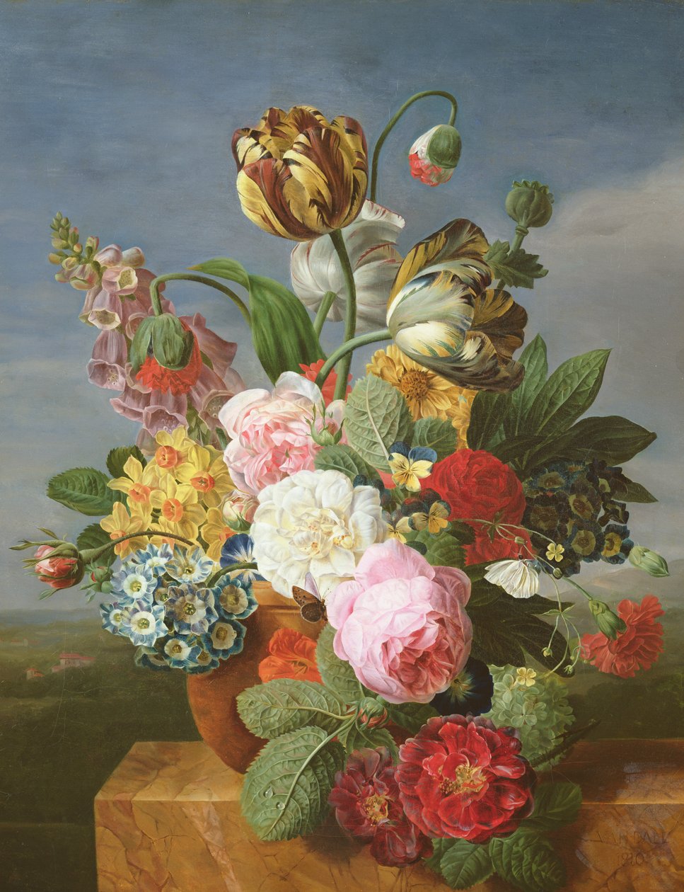 Boeket bloemen in een vaas door Jan Frans van Dael