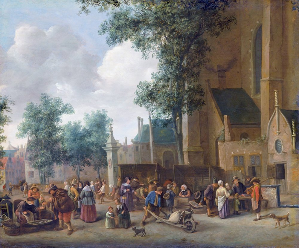 De rivier-vismarkt in Den Haag door Jan Havickszoon Steen
