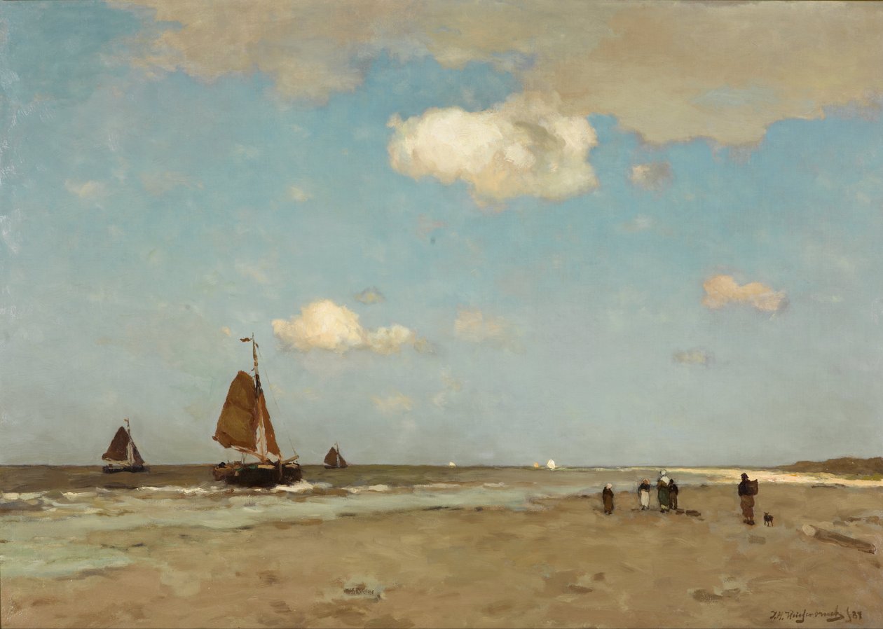 Strandscène door Jan Hendrik Weissenbruch