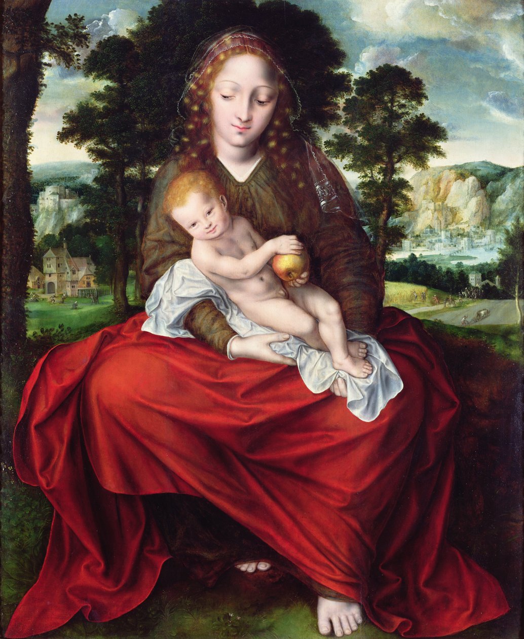 Madonna en Kind door Jan Massys or Metsys
