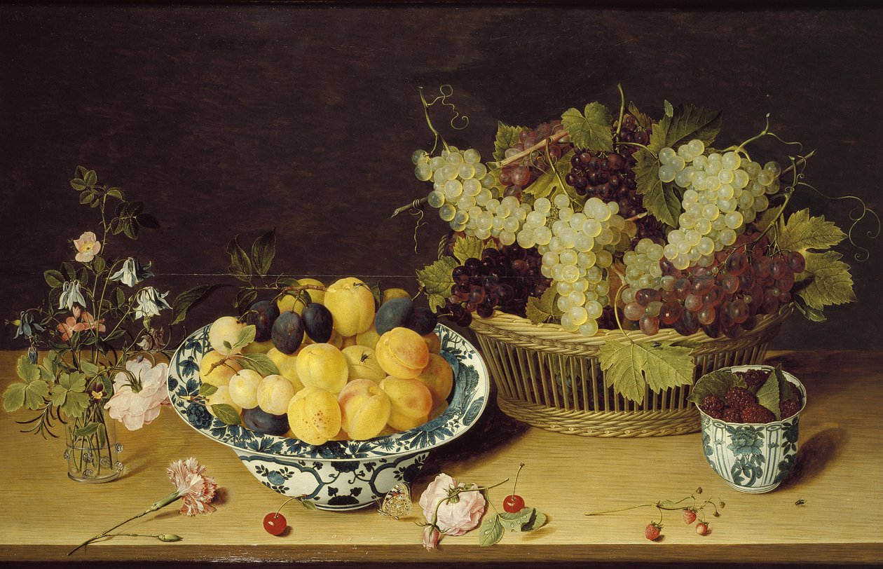 Stilleven van fruit en bloemen door Jan Soreau