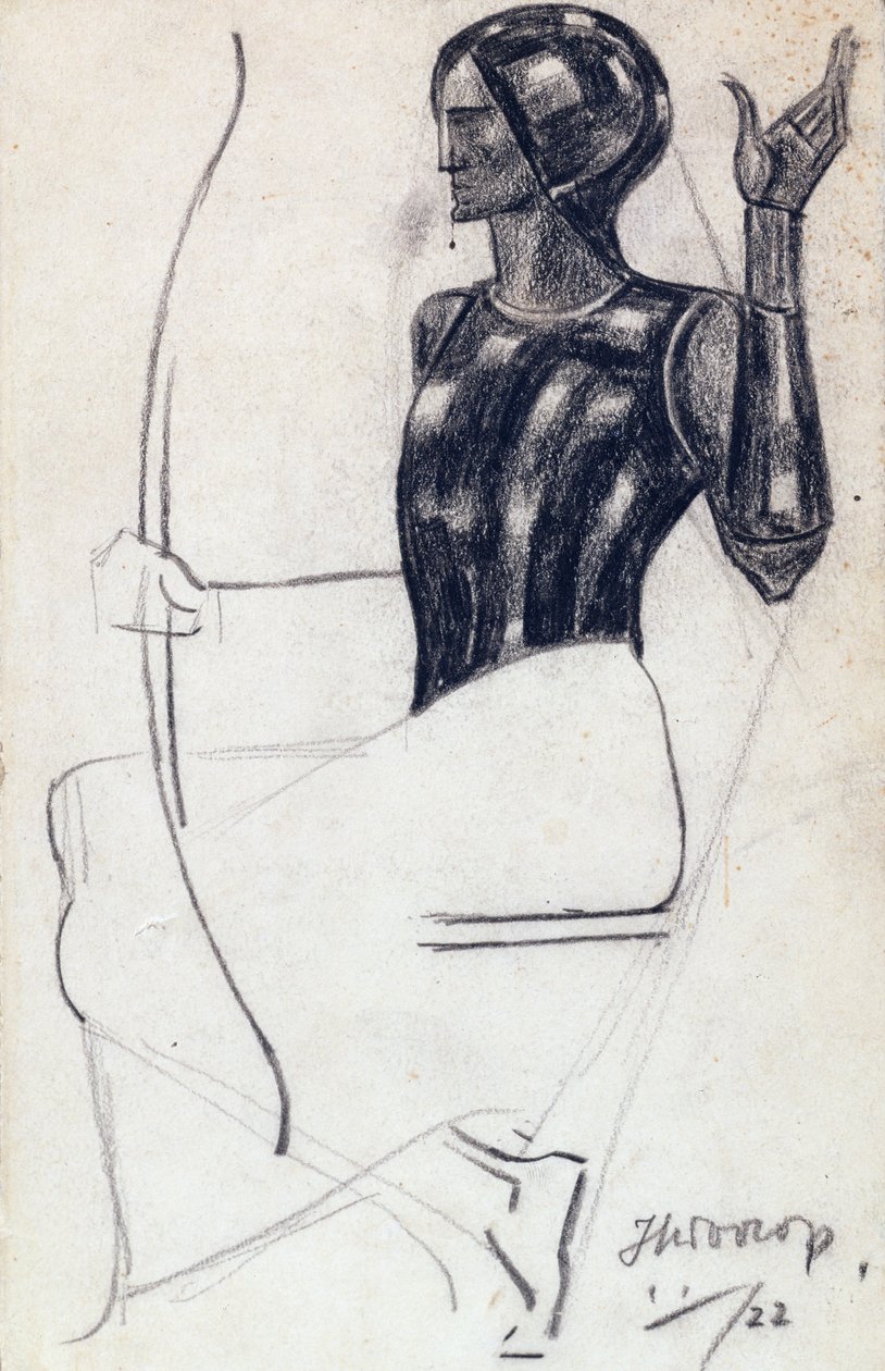 Zittende vrouwelijke boogschutter, 1922 door Jan Toorop