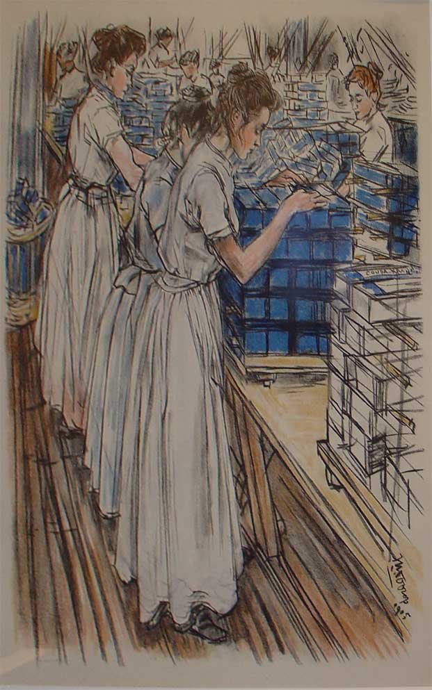 Inpaksters kaarsenfabriek door Jan Toorop