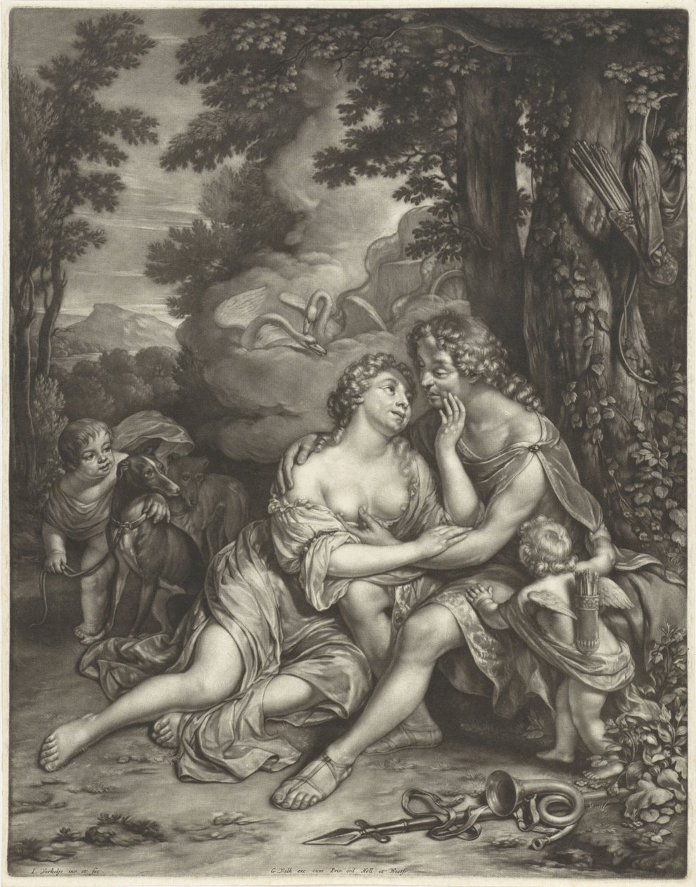 Venus en Adonis door Jan Verkolje