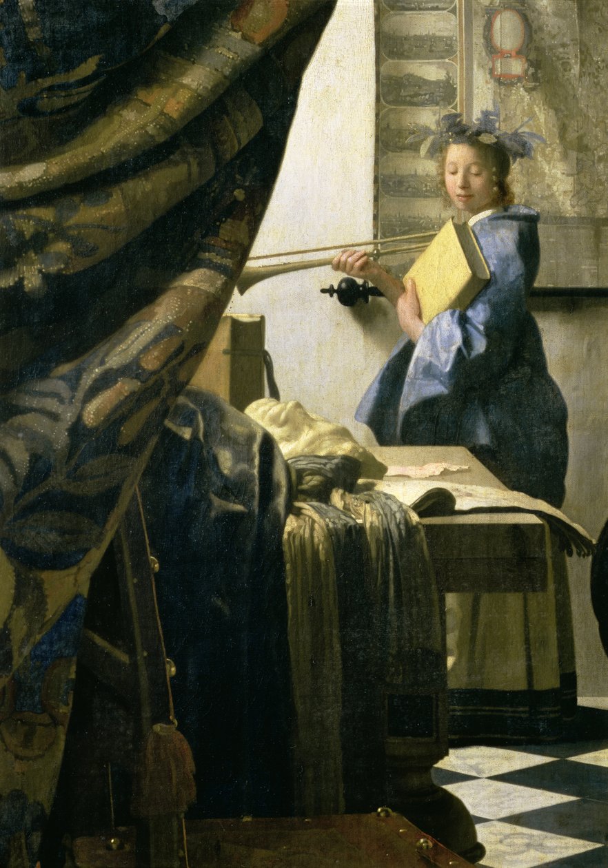 Het Atelier van de Kunstenaar, c.1665-6 (detail) door Jan Vermeer van Delft
