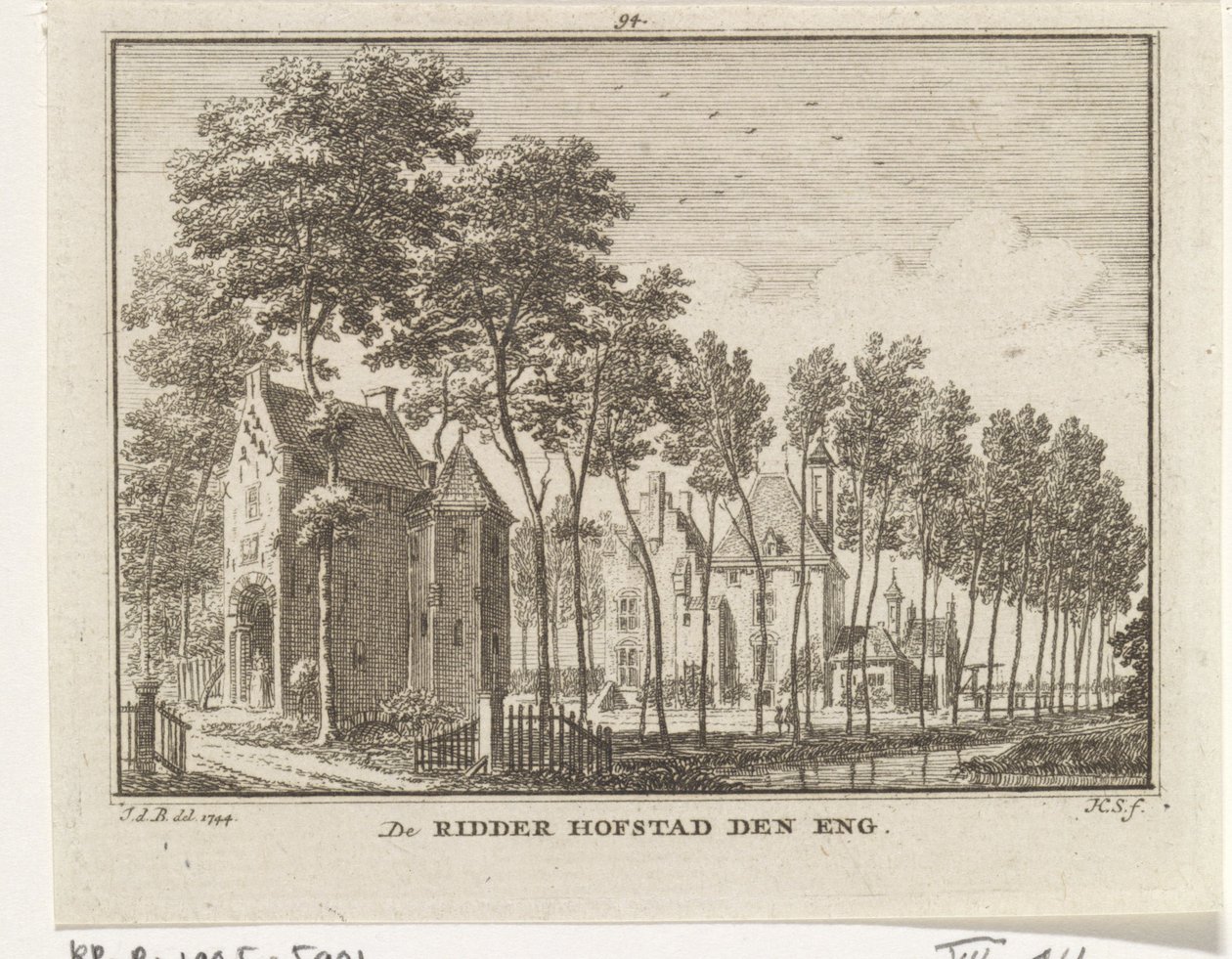 Uitzicht op kasteel Den Engh, Vleuten - 1773 door Jan de Beijer