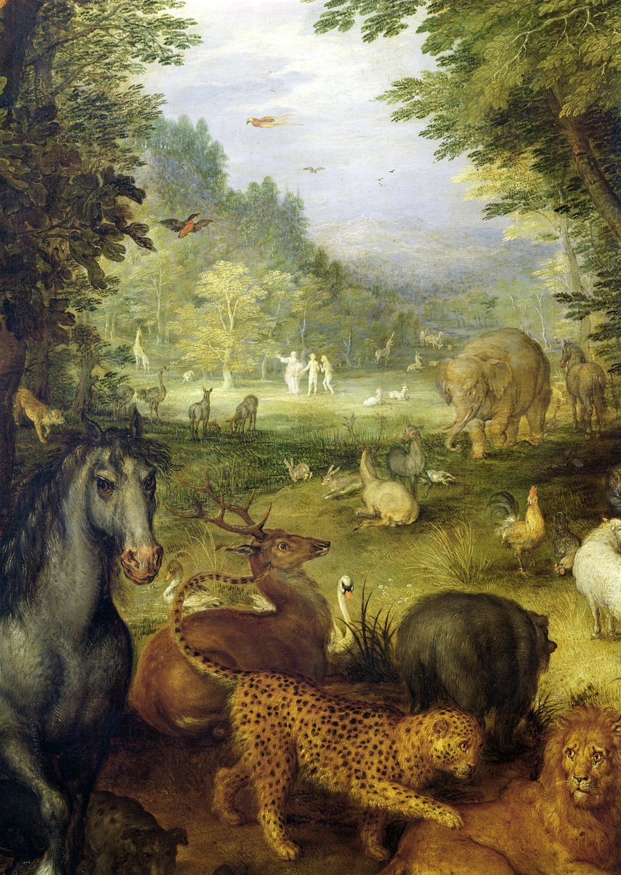 Aarde, of Het Aardse Paradijs, detail van dieren door Jan the Elder Brueghel