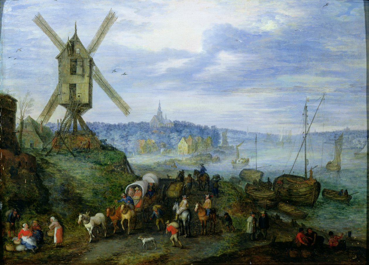 Rivierlandschap door Jan the Elder Brueghel