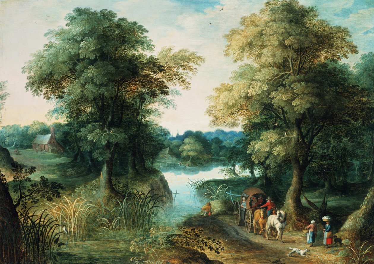 Rivierlandschap door Jan the Elder Brueghel