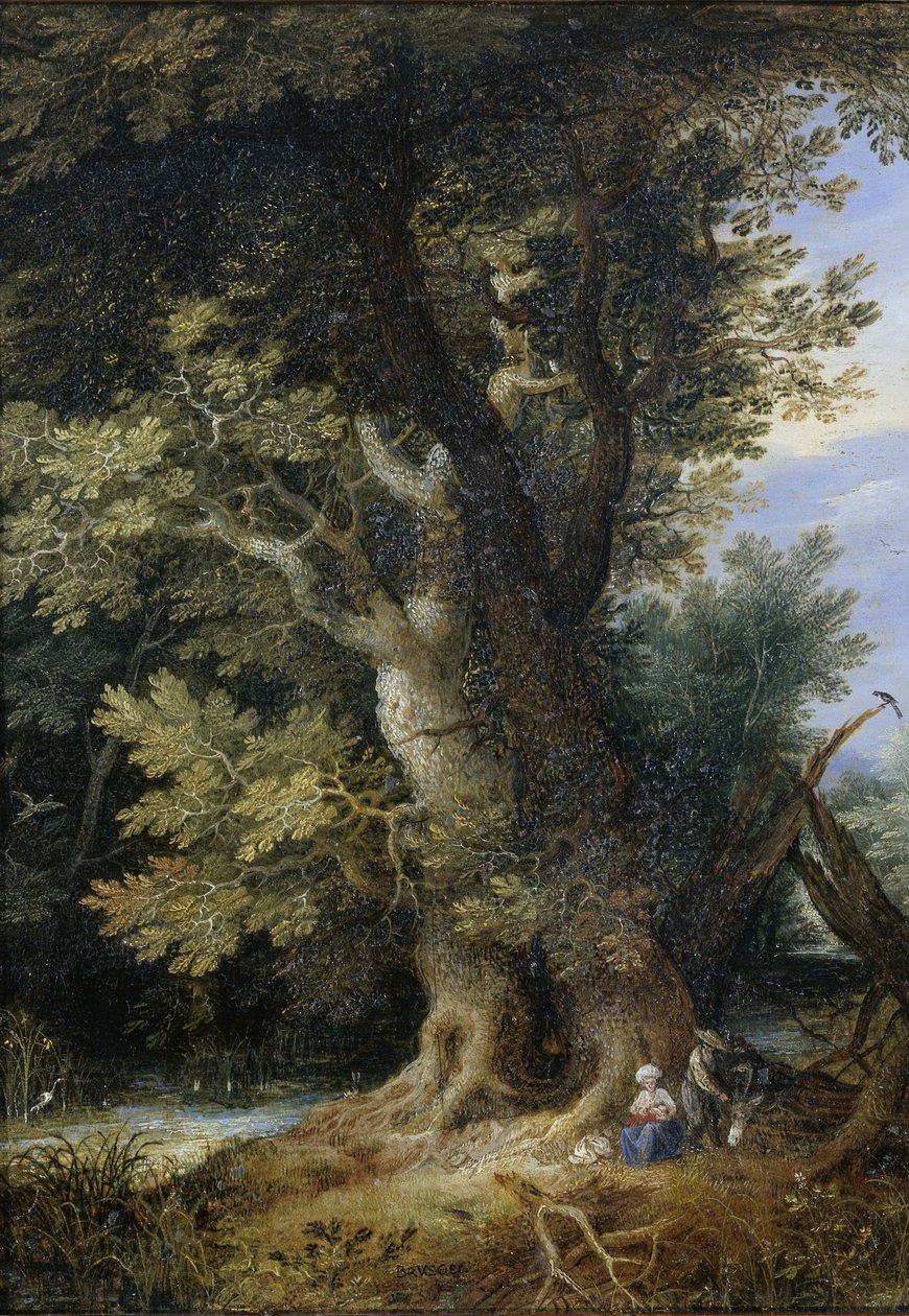 Rust tijdens de Vlucht naar Egypte, 1600-99 door Jan the Elder after Brueghel