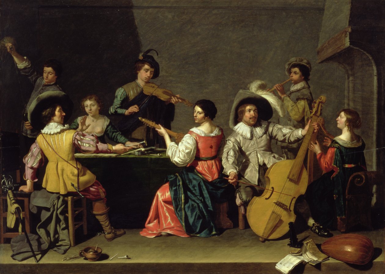 Groep muzikanten door Jan van Bijlert or Bylert