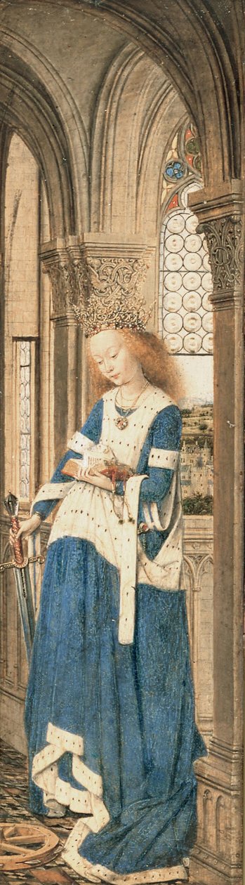 Drieluik van Maria en Kind, St. Michael en de Catharina door Jan van Eyck