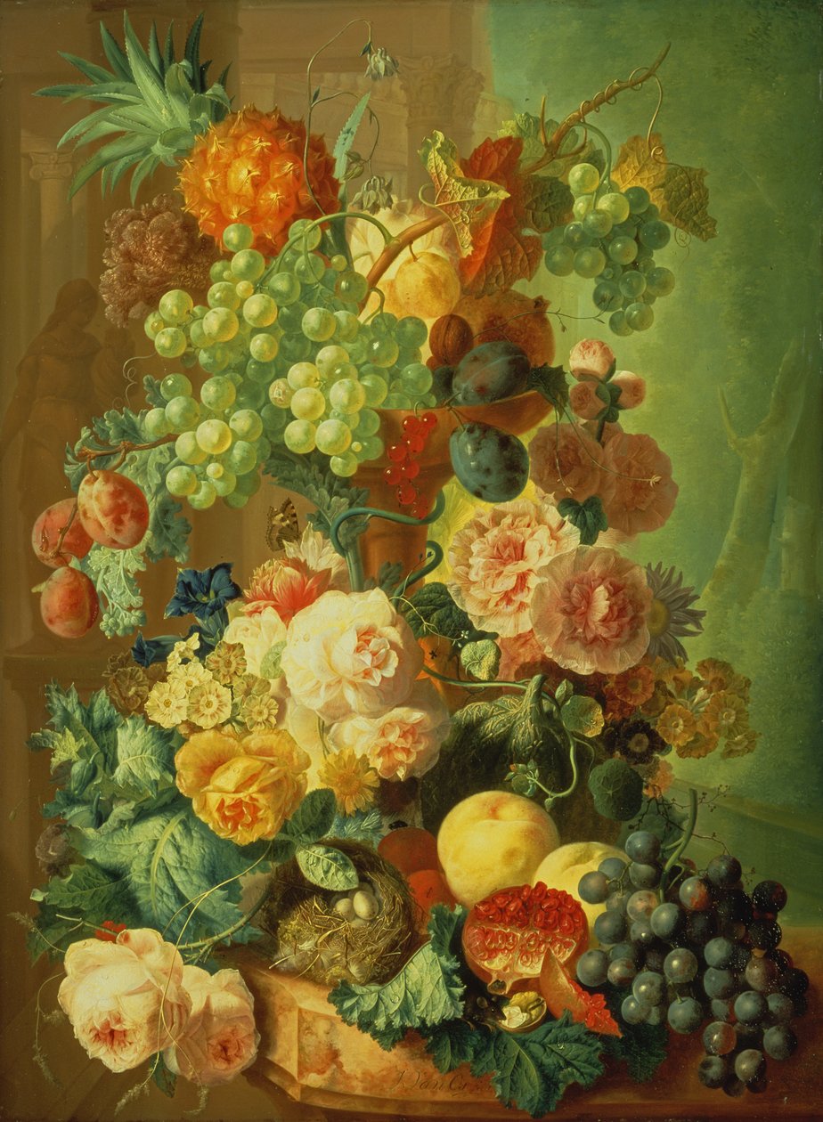 Stilleven met Fruit en Bloemen door Jan van Os