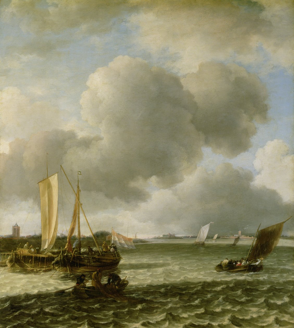 Boten op de Rivier Waal, 1650s door Jan van de Capelle or Cappelle