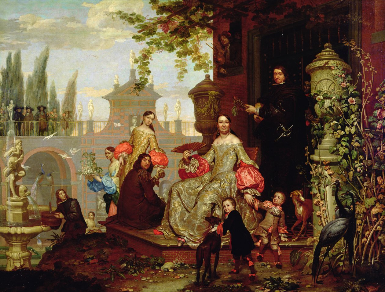 Portret van een familie in een tuin, 1680 door Jan van the Younger Kessel