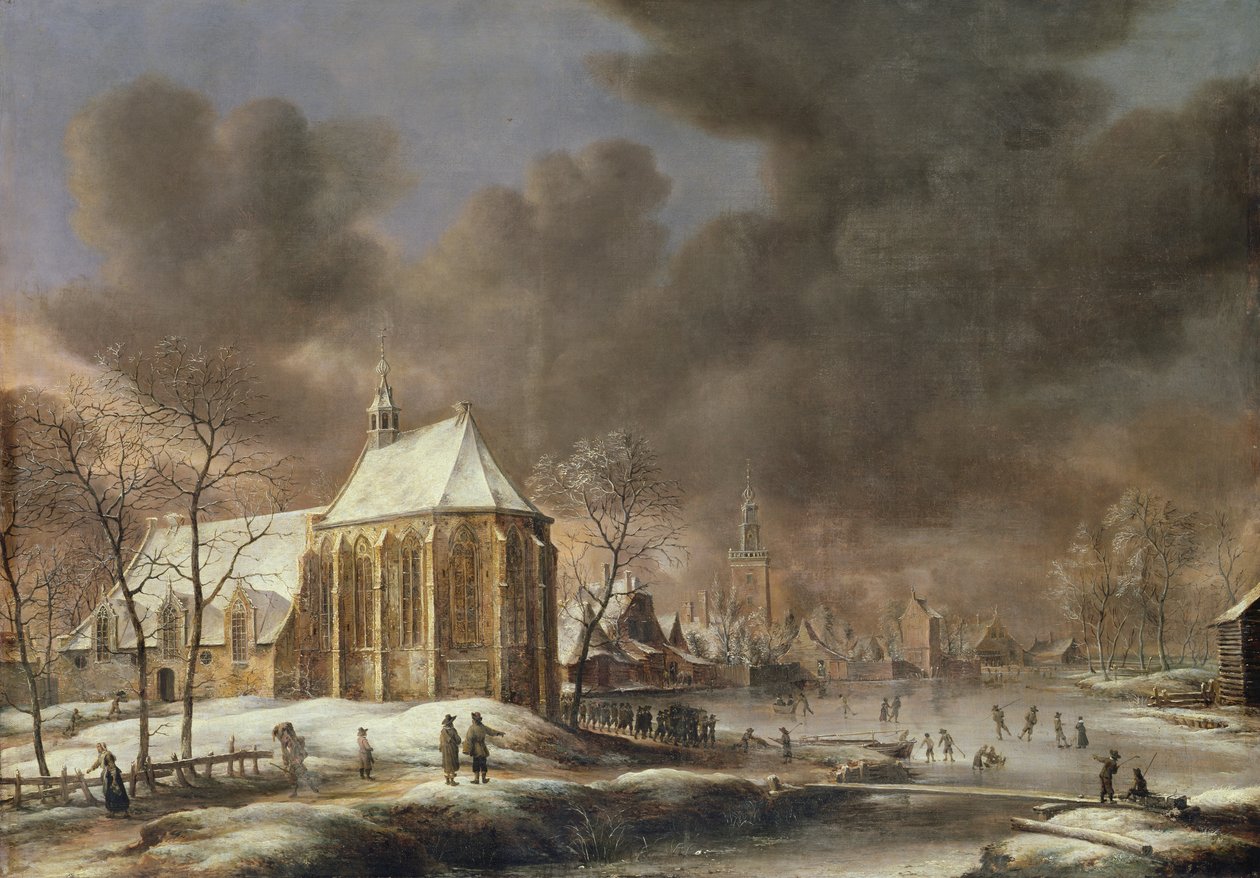 De kerk van Nieukoop door Jan Abrahamsz. Beerstraten