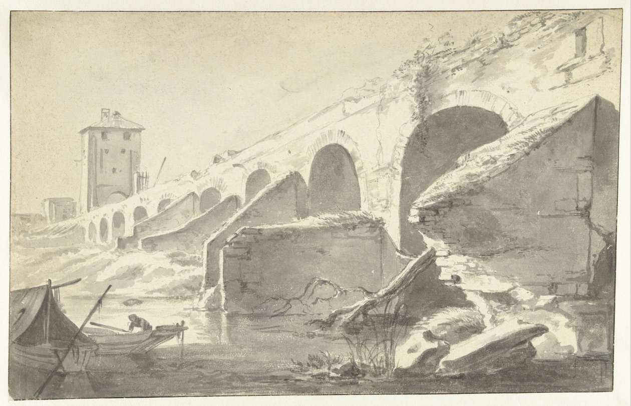 Ponte Molle te Rome door Jan Asselijn