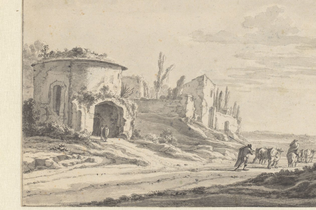 Gezicht op S. Teodoro in Rome door Jan Asselijn