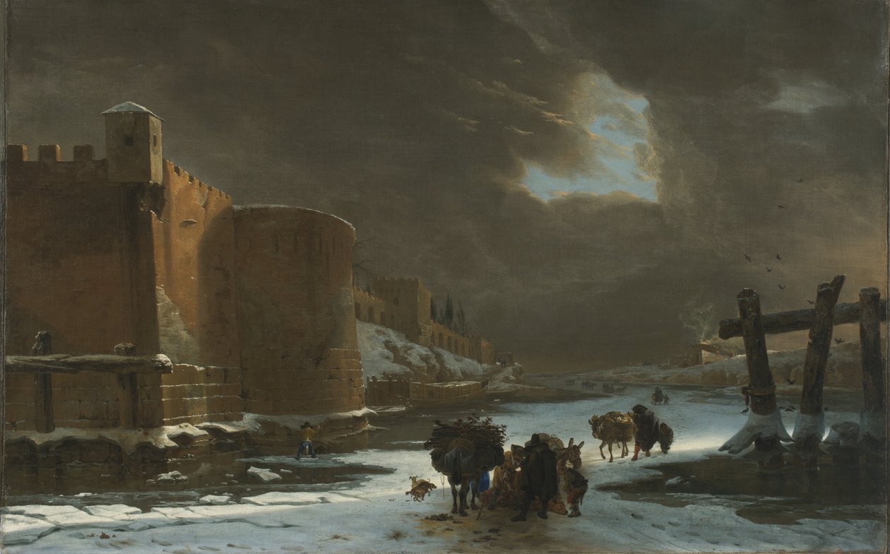 Bevroren Gracht Buiten de Stadswallen door Jan Asselyn