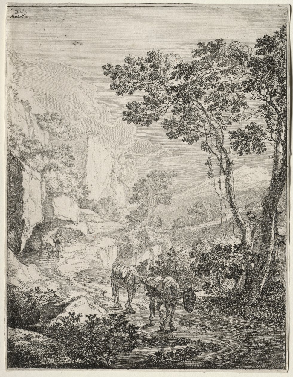 De twee muilezels. Rocca Aquatico bij Ancona door Jan Both