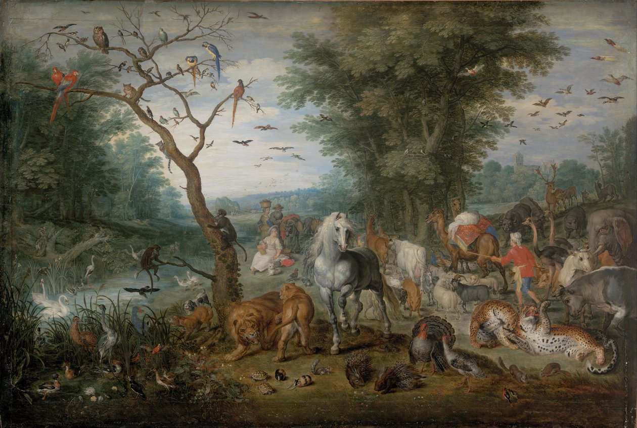 Paradijselandschap met dieren door Jan Brueghel the Younger