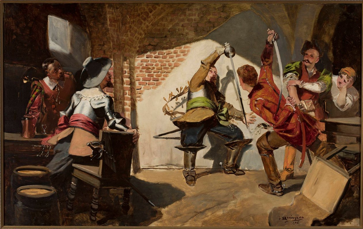 Duel in een taverne door Jan Czesław Moniuszko