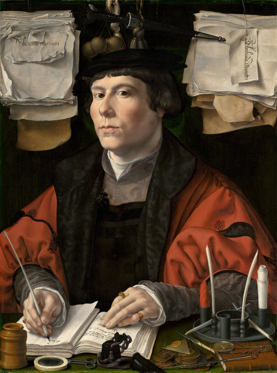 Portret van een koopman door Jan Gossaert