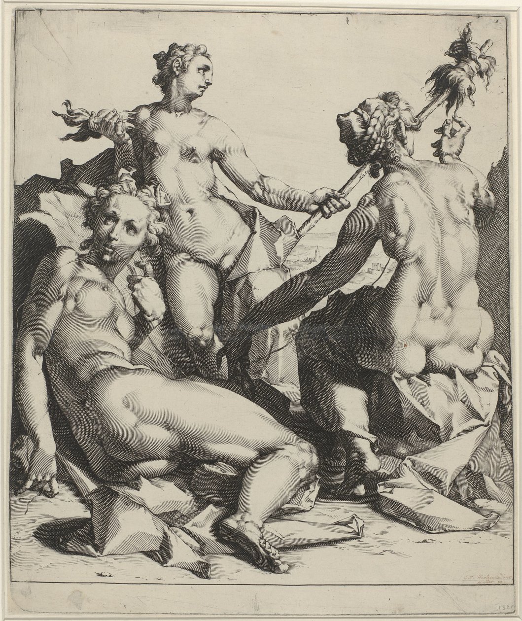 Drie schikgodinnen door Jan Harmensz. Muller
