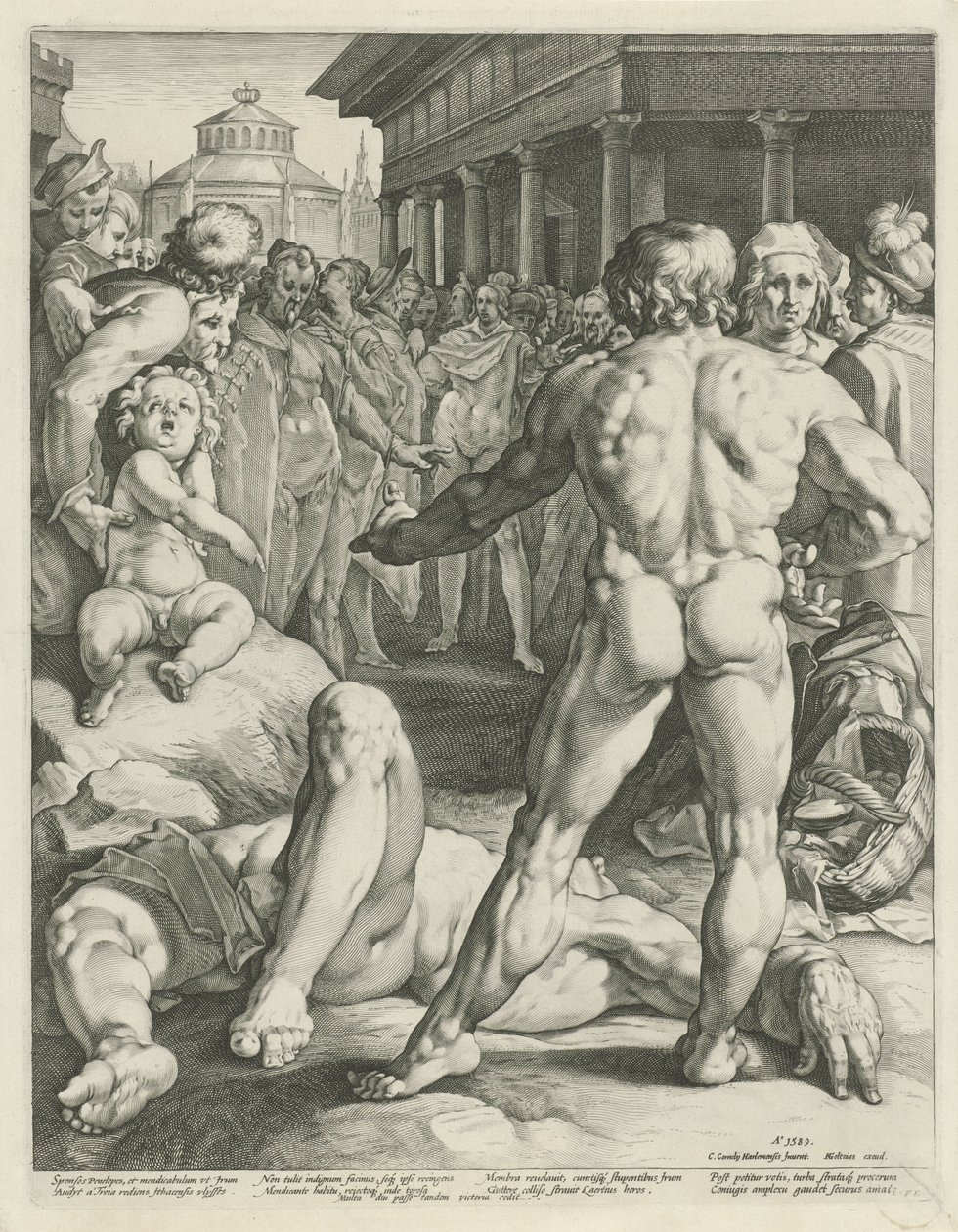 Gevecht tussen Odysseus en Irus door Jan Harmensz. Muller