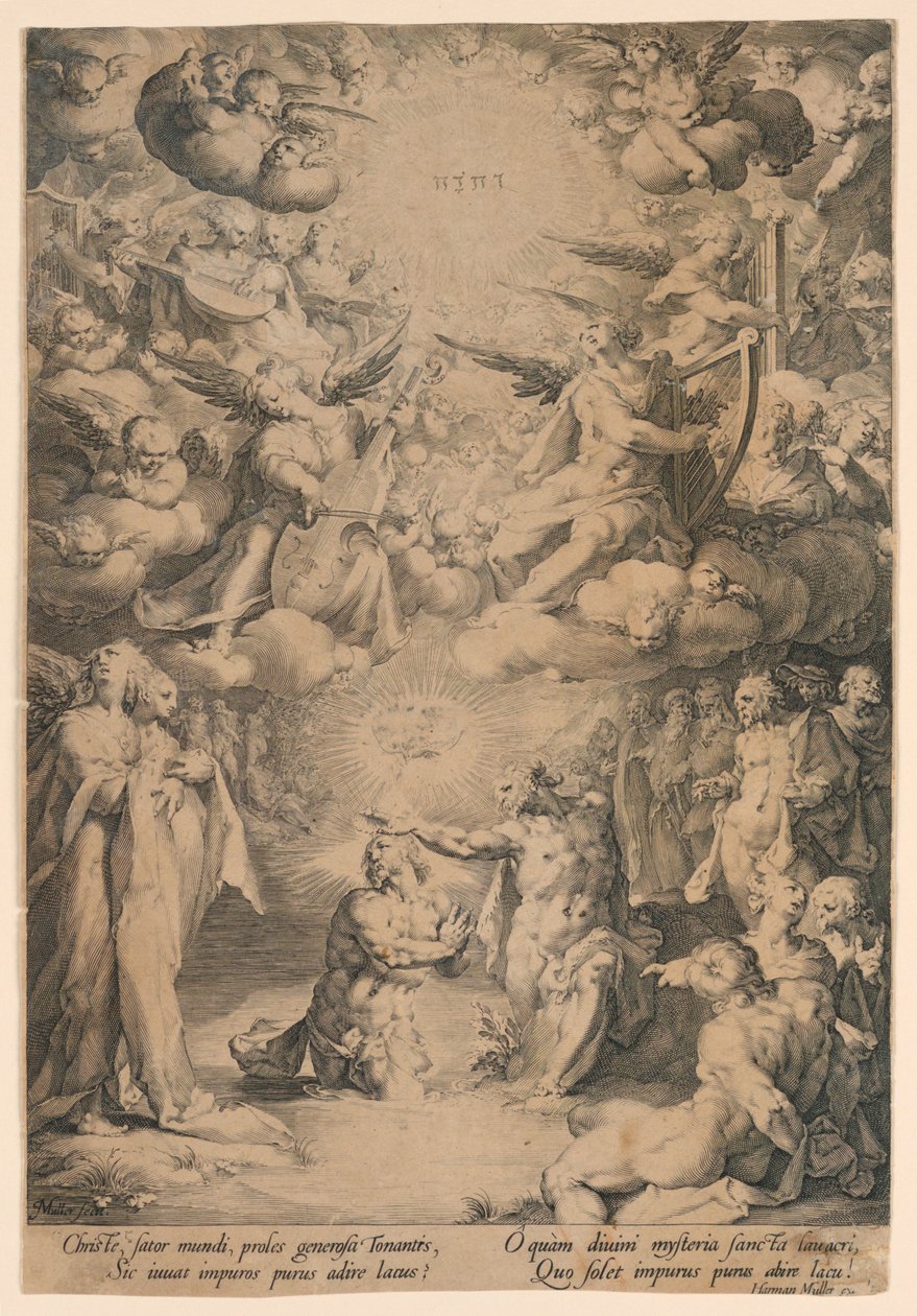 St. Johannes doopt Christus door Jan Harmensz Muller