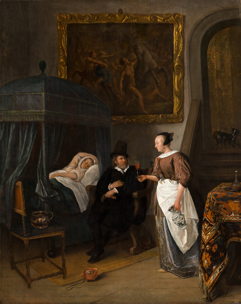 Het Bezoek van de Dokter, c.1665-8 door Jan Havicksz. Steen